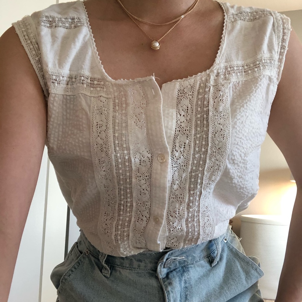 Mango sleeveless white top